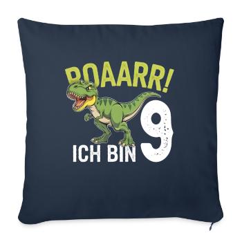 9e anniversaire 9 ans Dino Dinosaur Fan - Housse de coussin décorative 45 x 45 cm - bleu marine - Devant