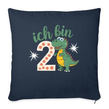 2nd Birthday 2 Years Dino Dinosaur Fan - Sofa pillowcase 17,3'' x 17,3'' (45 x 45 cm) - navy - Front