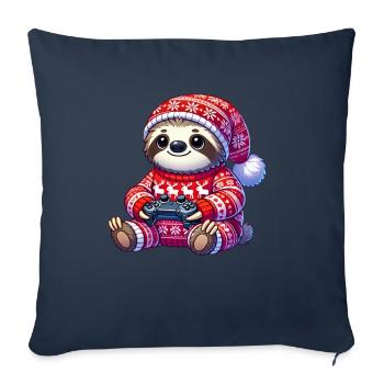 Christmas Gamer Sloth Video Games Gaming - Sofa pillowcase 17,3'' x 17,3'' (45 x 45 cm) - navy - Front