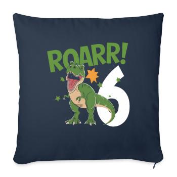 6th Birthday 6 Years Dino Dinosaur Fan - Sofa pillowcase 17,3'' x 17,3'' (45 x 45 cm) - navy - Front