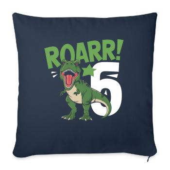 6ème anniversaire 6 ans Dino Dinosaur Fan - Housse de coussin décorative 45 x 45 cm - bleu marine - Devant