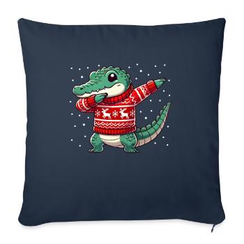 Crocodile de Noël Drôle Crocodile Moche - Housse de coussin décorative 45 x 45 cm - bleu marine - Devant