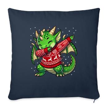 Noël Dragon Dragon Noël laid - Housse de coussin décorative 45 x 45 cm - bleu marine - Devant
