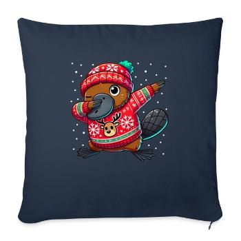 Noël Ornithorynque Noël laid - Housse de coussin décorative 45 x 45 cm - bleu marine - Devant