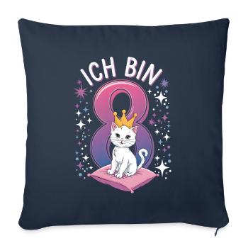 8th Birthday Cat Kitten Children's Birthday - Sofa pillowcase 17,3'' x 17,3'' (45 x 45 cm) - navy - Front