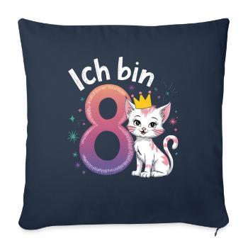 8th Birthday Cat Kitten Children's Birthday - Sofa pillowcase 17,3'' x 17,3'' (45 x 45 cm) - navy - Front