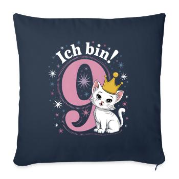 9th Birthday Cat Kitten Children's Birthday - Sofa pillowcase 17,3'' x 17,3'' (45 x 45 cm) - navy - Front