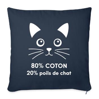 80% Coton 20% Poils De Chat Humour - Housse de coussin décorative 45 x 45 cm - bleu marine - Devant