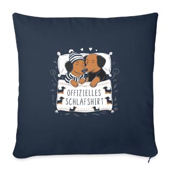 Chemise de nuit officielle Couple de teckels mignons - Housse de coussin décorative 45 x 45 cm - bleu marine - Devant