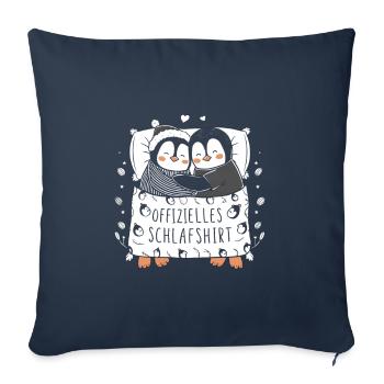Official Sweet Penguin Couple Sleep Shirt - Sofa pillowcase 17,3'' x 17,3'' (45 x 45 cm) - navy - Front