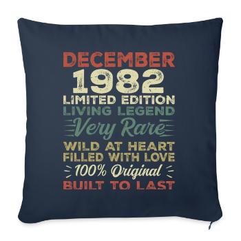 Décembre 1982 - anniversaire Décembre 1982 année - Housse de coussin décorative 45 x 45 cm - bleu marine - Devant