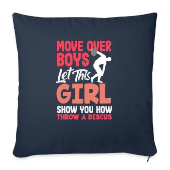 Lancer du disque Athlète Cadeau d’athlète - Housse de coussin décorative 45 x 45 cm - bleu marine - Devant