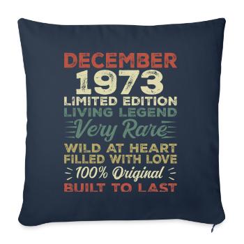Décembre 1973 - anniversaire Décembre 1973 année - Housse de coussin décorative 45 x 45 cm - bleu marine - Devant