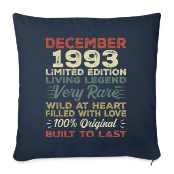 Décembre 1993 - anniversaire Décembre 1993 année - Housse de coussin décorative 45 x 45 cm - bleu marine - Devant