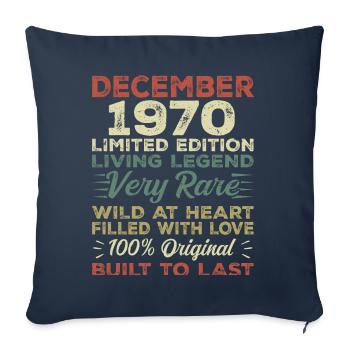 Décembre 1970 - anniversaire Décembre 1970 année - Housse de coussin décorative 45 x 45 cm - bleu marine - Devant