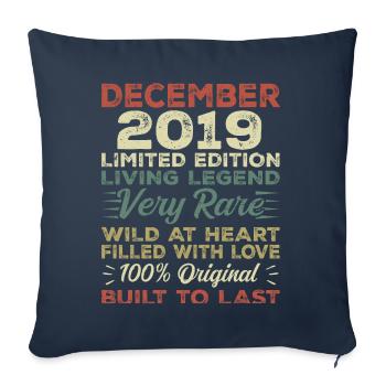 Décembre 2019 - Anniversaire Décembre 2019 année - Housse de coussin décorative 45 x 45 cm - bleu marine - Devant