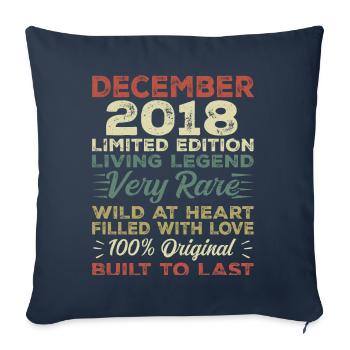Décembre 2018 - Anniversaire Décembre 2018 année - Housse de coussin décorative 45 x 45 cm - bleu marine - Devant
