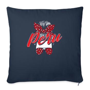 Pérou Cadeau péruvien - Housse de coussin décorative 45 x 45 cm - bleu marine - Devant