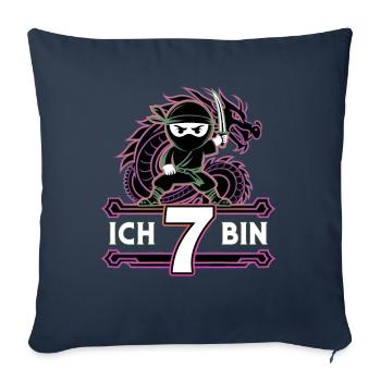 T-shirt d’anniversaire Ninja J’ai 7 ans - Housse de coussin décorative 45 x 45 cm - bleu marine - Devant