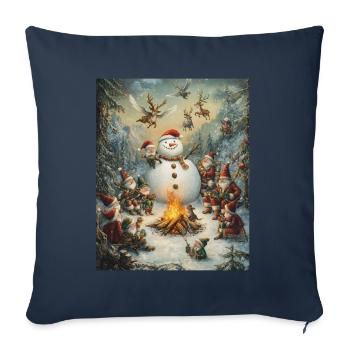 Schneemann Lagerfeuer Weihnachten Frauen Männer - Sofakissenbezug 45 x 45 cm - Navy - Vorne