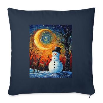 Schneemann Weihnachten Frauen Männer Kinder - Sofakissenbezug 45 x 45 cm - Navy - Vorne