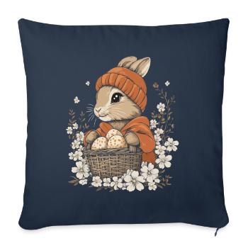 Lapin de Pâques Cadeau Pâques Femmes Hommes Enfants - Housse de coussin décorative 45 x 45 cm - bleu marine - Devant
