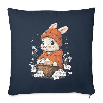 Lapin de Pâques Cadeau Pâques Femmes Hommes Enfants - Housse de coussin décorative 45 x 45 cm - bleu marine - Devant