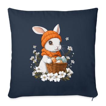 Lapin de Pâques Cadeau Pâques Femmes Hommes Enfants - Housse de coussin décorative 45 x 45 cm - bleu marine - Devant
