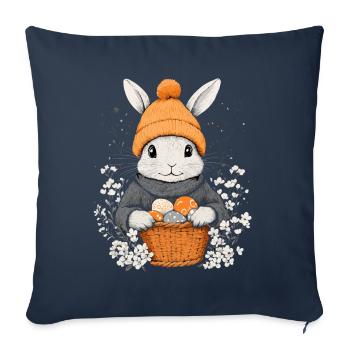 Lapin de Pâques Cadeau Pâques Femmes Hommes Enfants - Housse de coussin décorative 45 x 45 cm - bleu marine - Devant