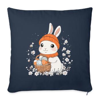 Lapin de Pâques Cadeau Pâques Femmes Hommes Enfants - Housse de coussin décorative 45 x 45 cm - bleu marine - Devant