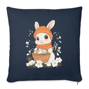 Lapin de Pâques Cadeau Pâques Femmes Hommes Enfants - Housse de coussin décorative 45 x 45 cm - bleu marine - Devant