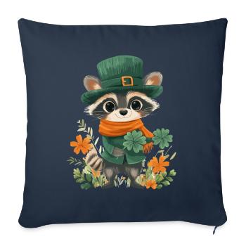 St Patrick’s Day Raccoon Décoration Femmes Hommes Enfants - Housse de coussin décorative 45 x 45 cm - bleu marine - Devant
