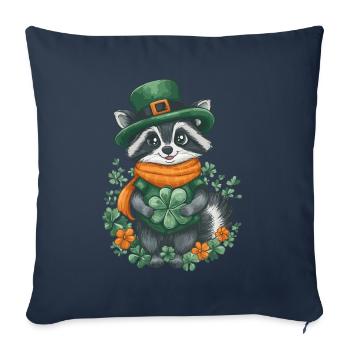St Patrick’s Day Raccoon Décoration Femmes Hommes Enfants - Housse de coussin décorative 45 x 45 cm - bleu marine - Devant