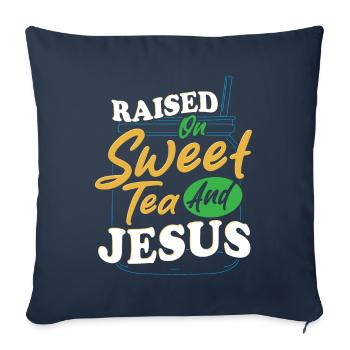 Sweet Tea Girl a grandi avec le thé sucré et Jésus - Housse de coussin décorative 45 x 45 cm - bleu marine - Devant