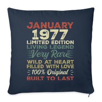 Anniversaire de Janvier 1977 - Janvier 1977, Janvier 1977 - Housse de coussin décorative 45 x 45 cm - bleu marine - Devant