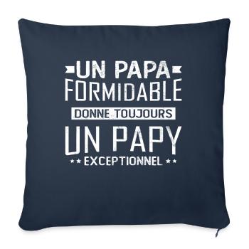 Un Papa Formidable Donne Un Papy Exceptionnel - Housse de coussin décorative 45 x 45 cm - bleu marine - Devant