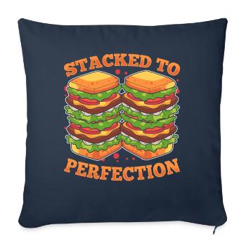 Lustiges Sandwich mit Schinken, Fleisch, Tomaten, - Sofakissenbezug 45 x 45 cm - Navy - Vorne