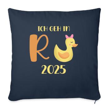Canard Pension 2025 Pension Retraite Grand-père Mamie Retraité - Housse de coussin décorative 45 x 45 cm - bleu marine - Devant