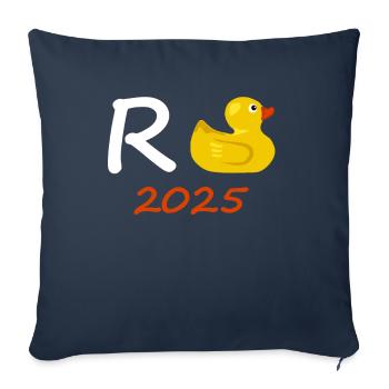 Canard Pension 2025 Pension Retraite Grand-père Mamie Retraité - Housse de coussin décorative 45 x 45 cm - bleu marine - Devant
