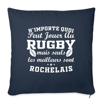 Rugby La Rochelle supporter rochelais club rugby - Housse de coussin décorative 45 x 45 cm - bleu marine - Devant