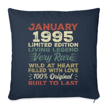 Janvier 1995 Anniversaire - Janvier 1995, Janvier 1995 - Housse de coussin décorative 45 x 45 cm - bleu marine - Devant