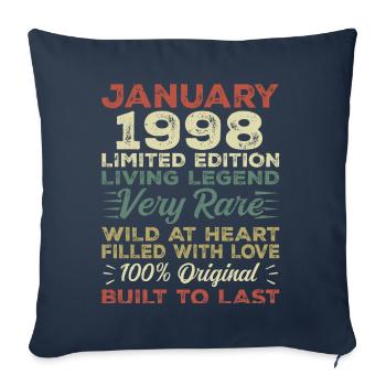 Janvier 1998 Anniversaire - Janvier 1998, Janvier 1998 - Housse de coussin décorative 45 x 45 cm - bleu marine - Devant