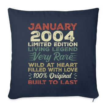 Janvier 2004 Anniversaire - Janvier 2004, Janvier 2004 - Housse de coussin décorative 45 x 45 cm - bleu marine - Devant