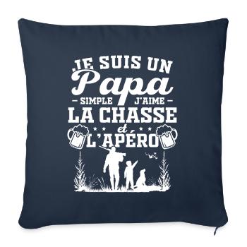 Je suis un papa simple j'aime la chasse et l'apéro - Housse de coussin décorative 45 x 45 cm - bleu marine - Devant
