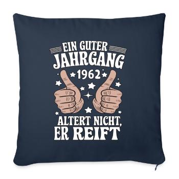 Un bon millésime anniversaire 1962 - Housse de coussin décorative 45 x 45 cm - bleu marine - Devant