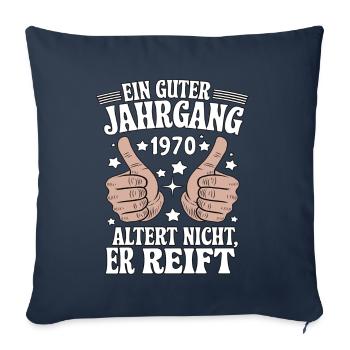 Un bon millésime anniversaire années 1970 - Housse de coussin décorative 45 x 45 cm - bleu marine - Devant