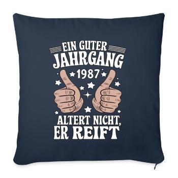 Un bon millésime anniversaire 1987 - Housse de coussin décorative 45 x 45 cm - bleu marine - Devant