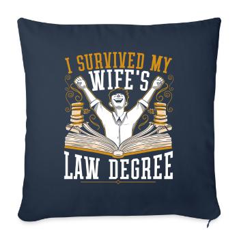 Les études de droit de ma femme ont survécu - Housse de coussin décorative 45 x 45 cm - bleu marine - Devant