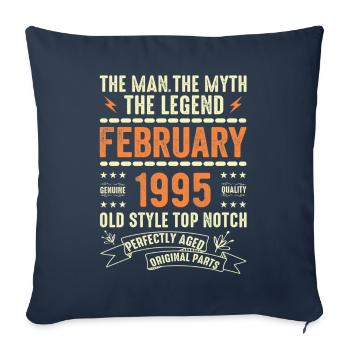 Février 1995 - Février 1995 Anniversaire Février 1995 - Housse de coussin décorative 45 x 45 cm - bleu marine - Devant