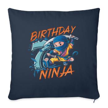 Ce petit Ninja a 7 ans Birthday Shirt - Housse de coussin décorative 45 x 45 cm - bleu marine - Devant